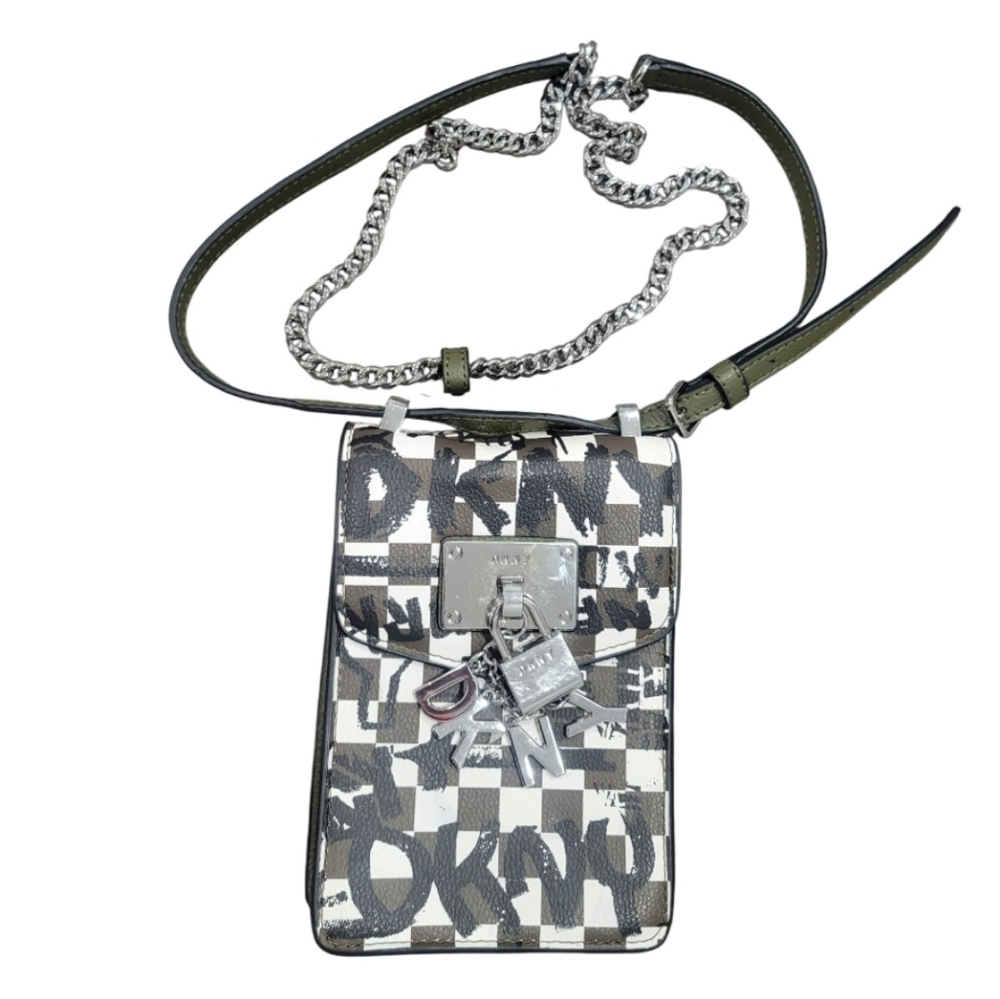 DKNY Checkered Graffiti Phone Crossbody Bag